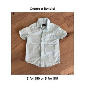 The Childrens Place Boys Blue Button Up Cotton Short Sleeve Polo Shirt Size 6